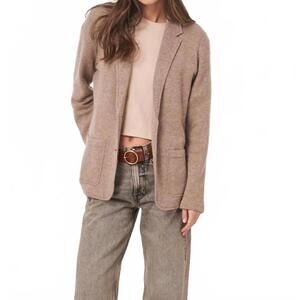 NEW REPEAT CASHMERE wool cashmere knit blazer in sand